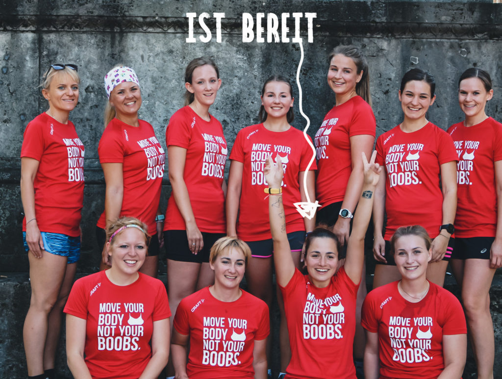 Bereit für den ersten Marathon, Frauen, rote T-Shirts, Anita-Sport-BH